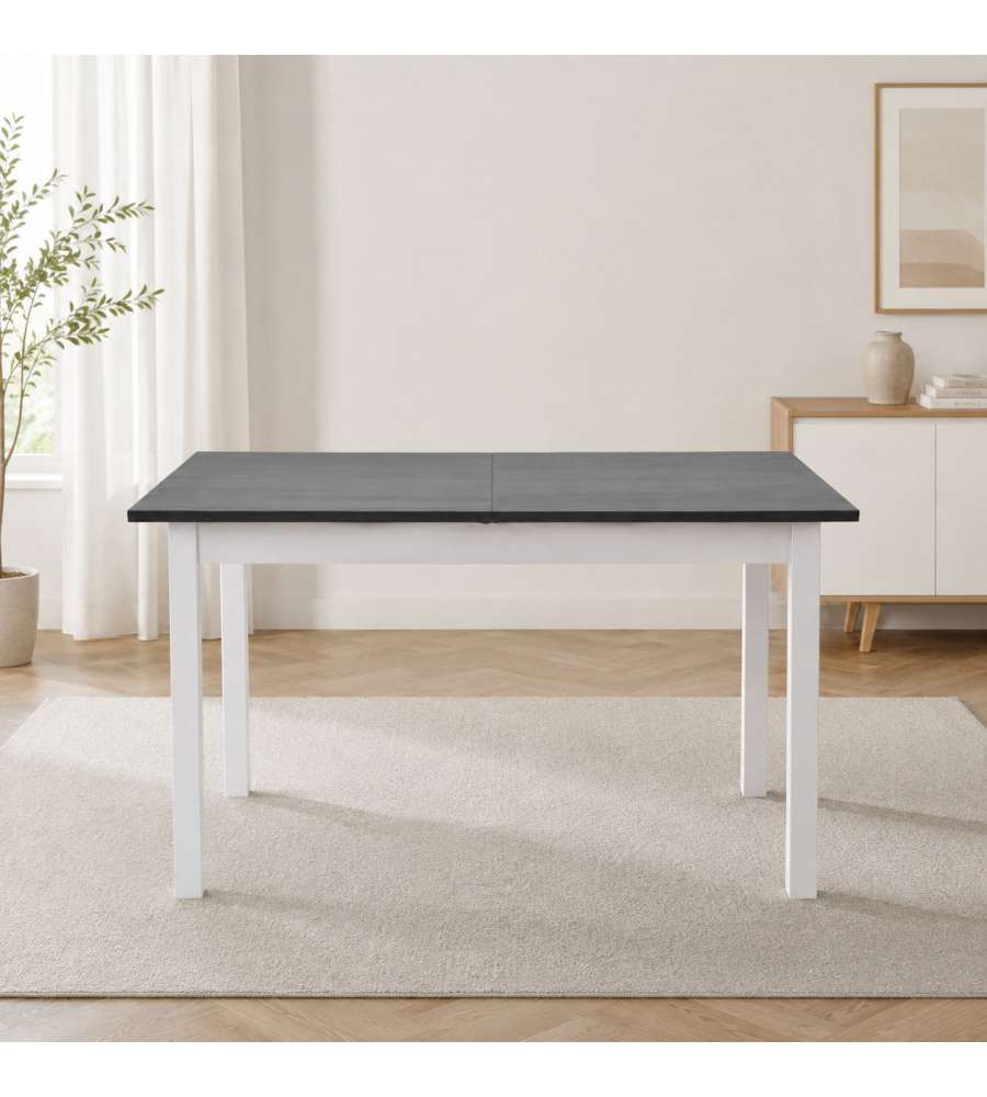 Domo Mea Tavolo da Pranzo Allungabile Antracite e Bianco 118x74xH73cm