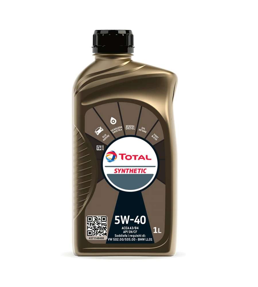 Total Olio Motore Sintetico 5W40 - 1L - Ideale per Benzina e Diesel