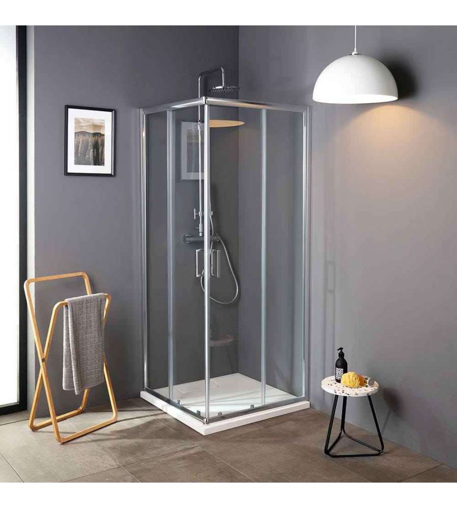 Box Doccia Lima Quadrato 70x70 cm Cristallo Trasparente Cromo