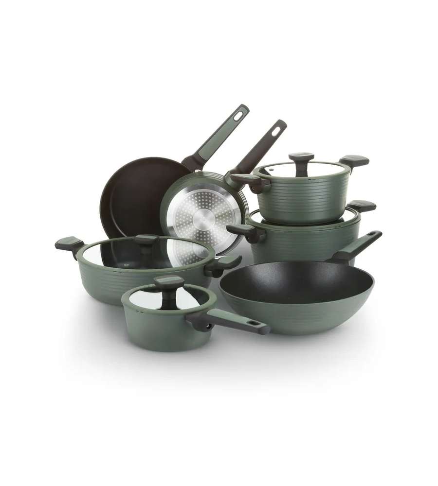 Batteria Pentole Corredo - Set Completo Verde Antiaderente 11 Pezzi