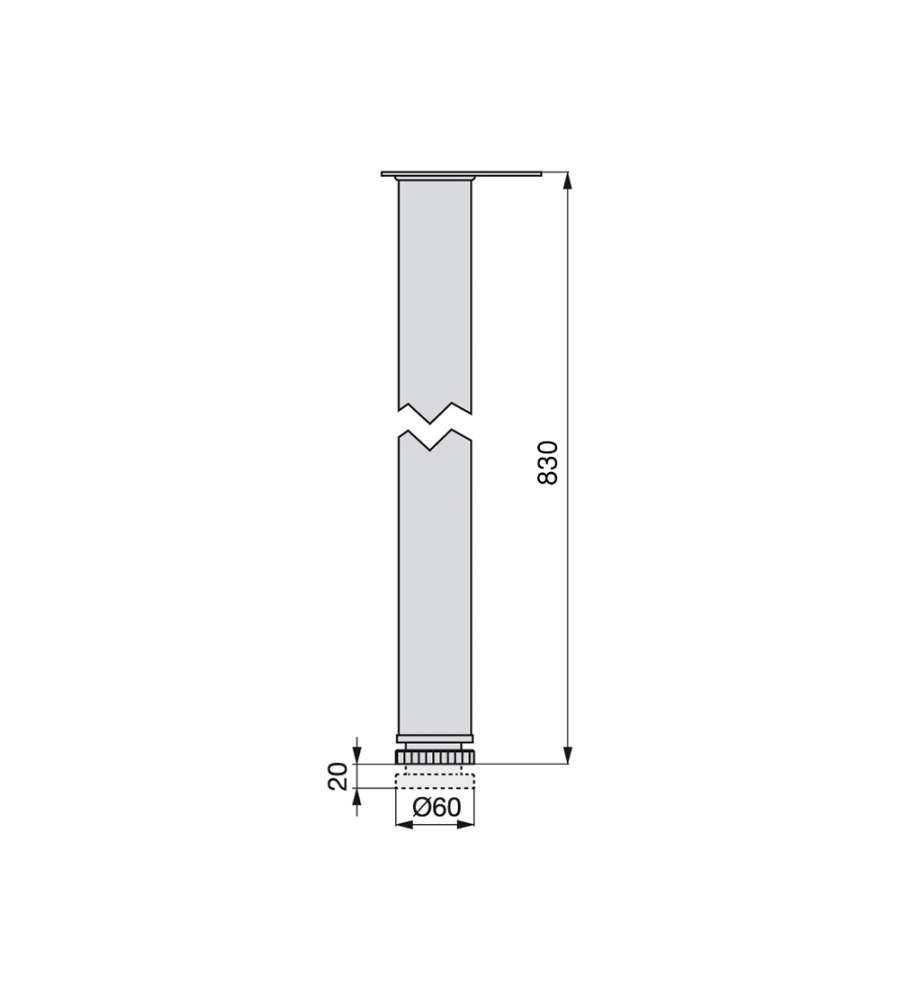 Emuca - Gambe regolabili per tavolo Ø60x830mm, kit di 4 piedi per tavolo in  acciaio, altezza regolabile 830-850mm, grigio metallizzato : : Fai  da te