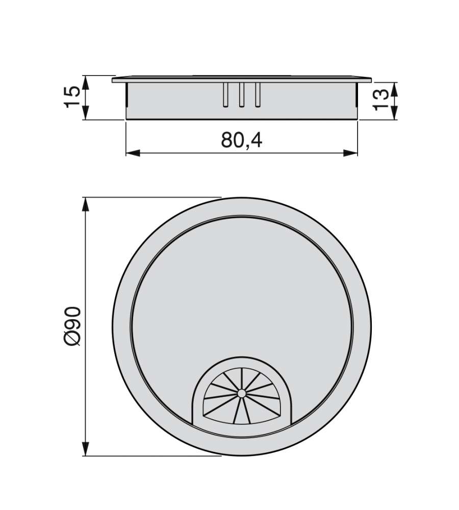 Emuca Passacavi Circolare, D. 80 Mm, A Incasso, Zama, Cromo Opaco, 7 U.