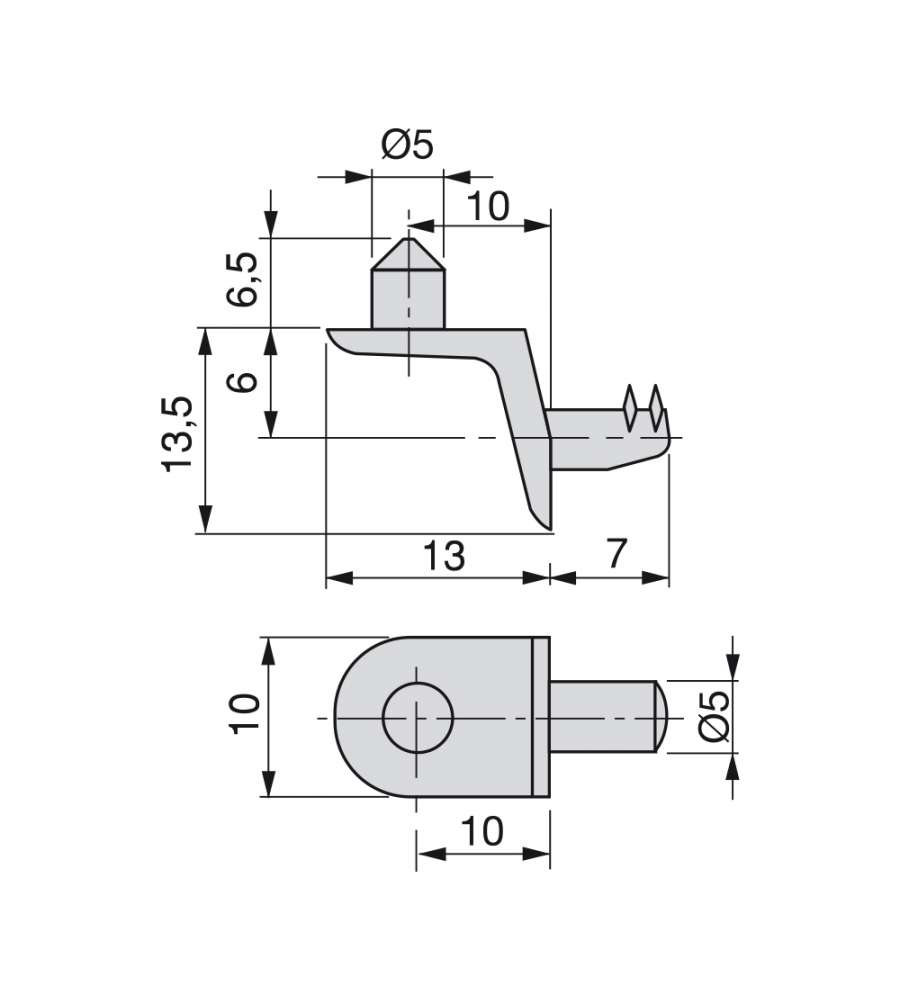 Emuca 50 Supporti Per Mensole In Legno 21a D. 5 Mm