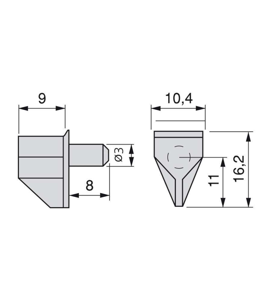 Emuca 50 Reggipiani Per Mensole In Legno, Con Perno Diam. 3 Mm