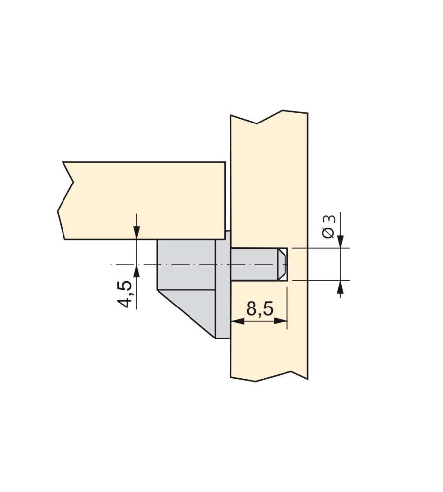 Emuca 50 Reggipiani Per Mensole In Legno, Con Perno Diam. 3 Mm