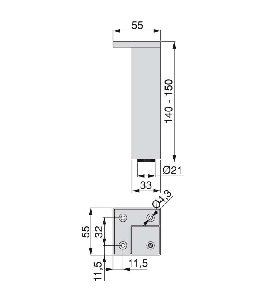 Emuca 4 Piedini Per Mobili Smartfeet 1 140-150 Mm Neri