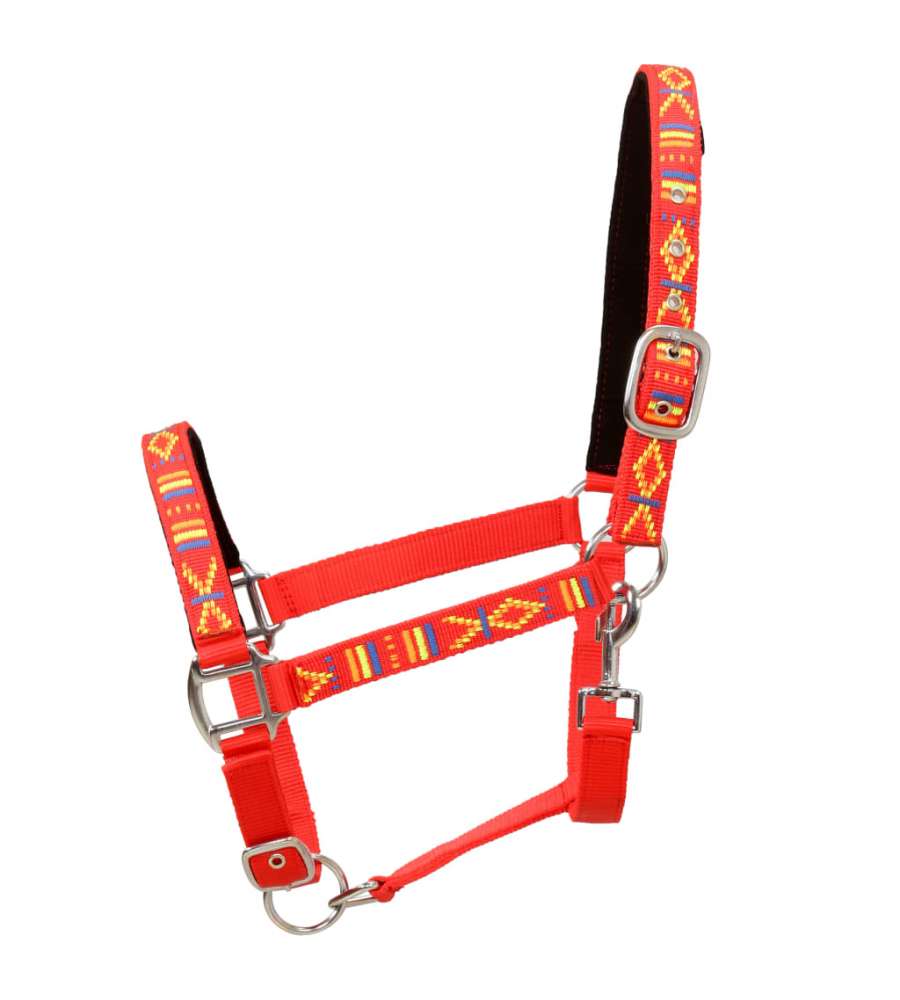 Collare Da Testa Per Cavallo 2 Pz In Nylon Taglia Full Rosso