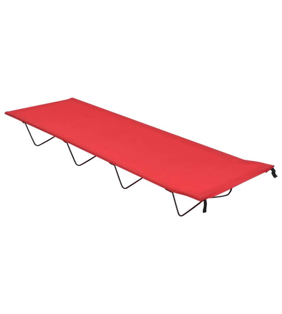 Lettino da Campeggio 180x60x19cm Tessuto Oxford e Acciaio Rosso