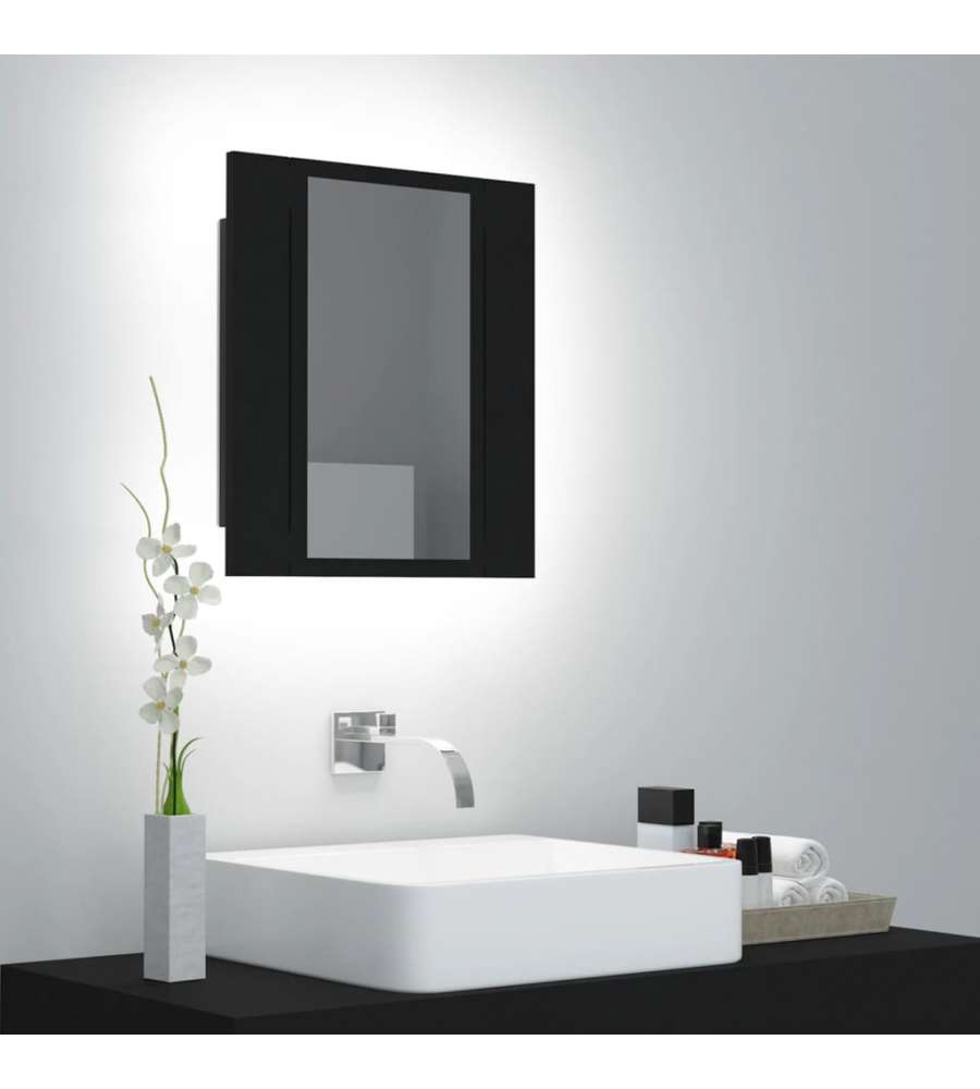 Armadietto a Specchio con Luci LED Nero 40x12x45 cm in Acrilico