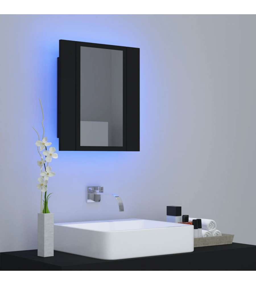 Armadietto a Specchio con Luci LED Nero 40x12x45 cm in Acrilico