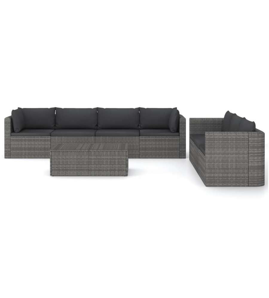 VidaXL Set Divani da Giardino 8 pz con Cuscini in Polyrattan Grigio