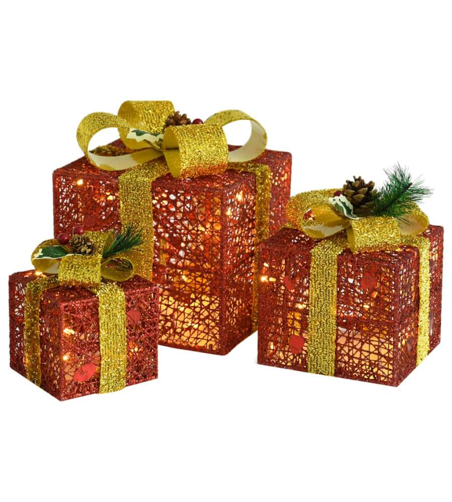 vidaXL Scatole Regalo Decorative Natale 3pz Bianche da Esterno Interni