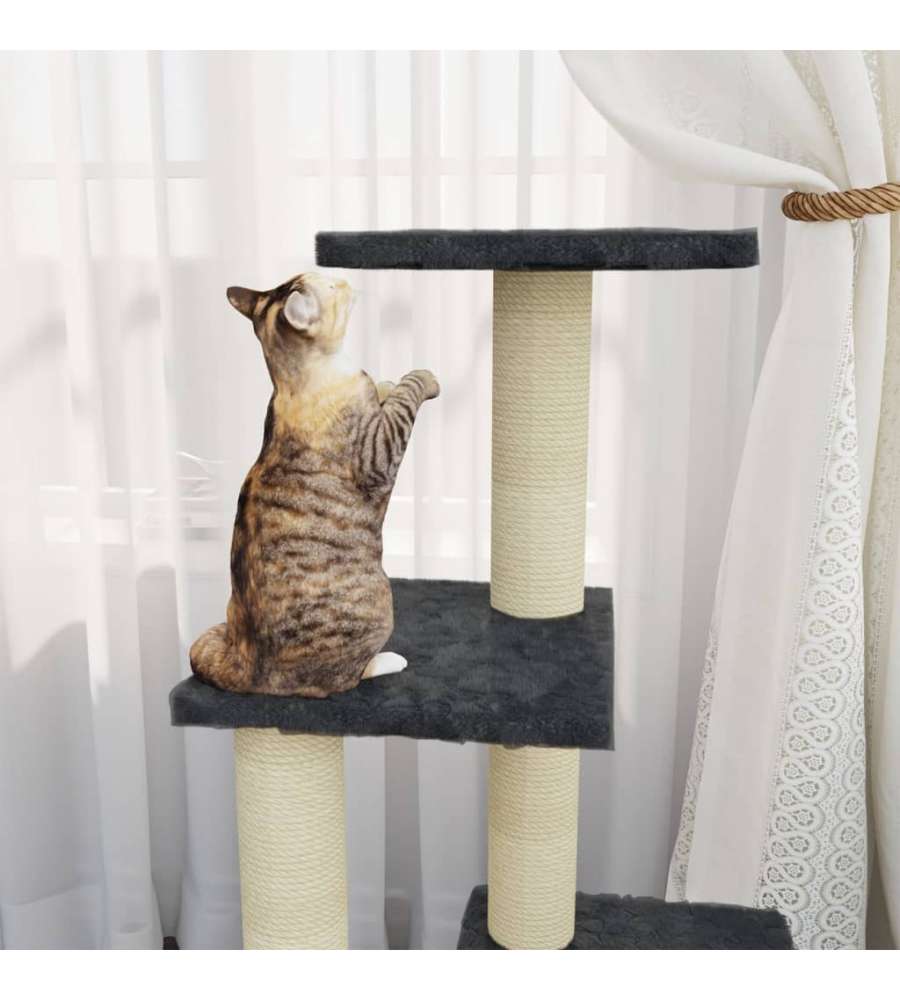 Albero Per Gatti Con Tiragraffi In Sisal Grigio Scuro 92 Cm