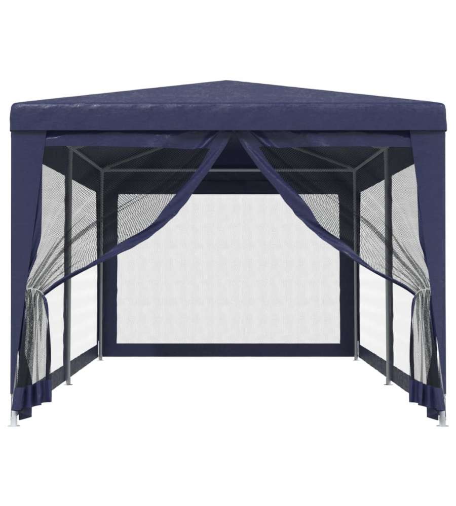 Tenda per Feste con 6 Pareti Laterali in Rete Blu 3x6 m HDPE