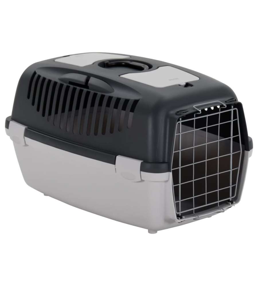 Trasportino per Animali Domestici Grigio e Nero 61x40x38 cm PP