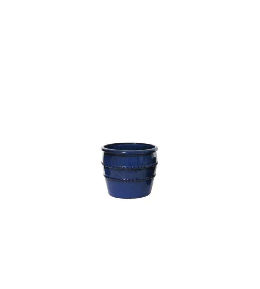 Vaso Lucia Terracotta Blu Cilindrico 47x40 cm per Piante Interni Esterni
