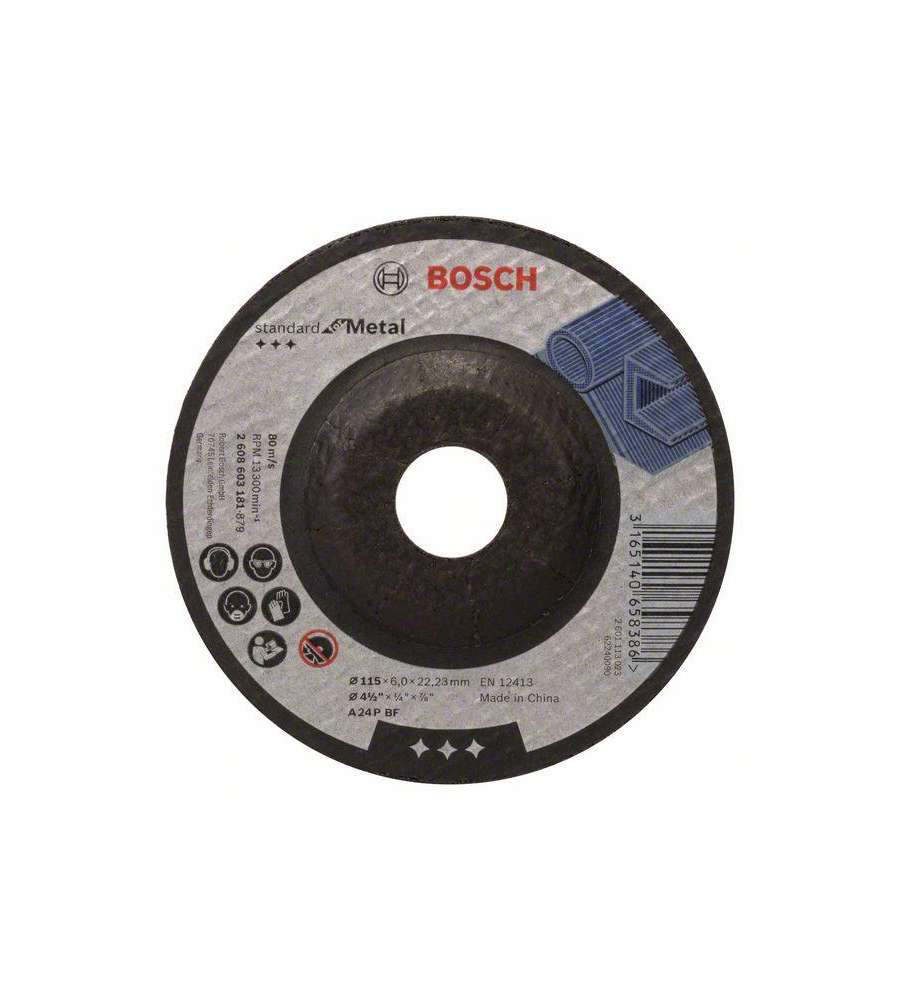 Disco di sgrossatura con centro depresso 115 mm 1 pz. Acciaio Bosch Accessories 2608603181