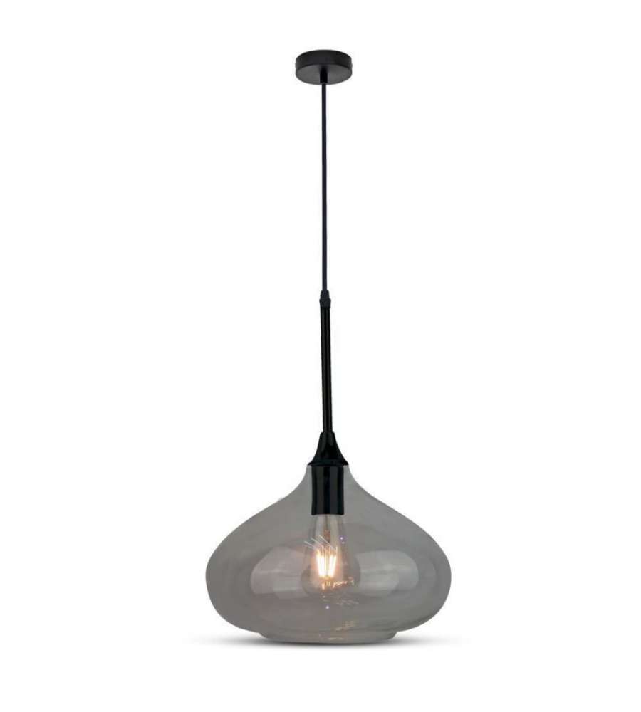 Lampadario LED a Goccia in Vetro Lucido con Portalampada E27 (Max 60W) Colore Nero