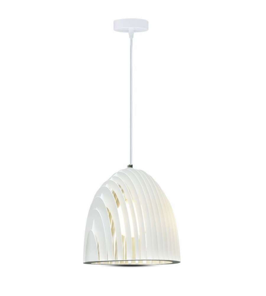 Lampadario LED a Campana Prismatica in Metallo con Portalampada E27 (Max 60W) Colore Bianco