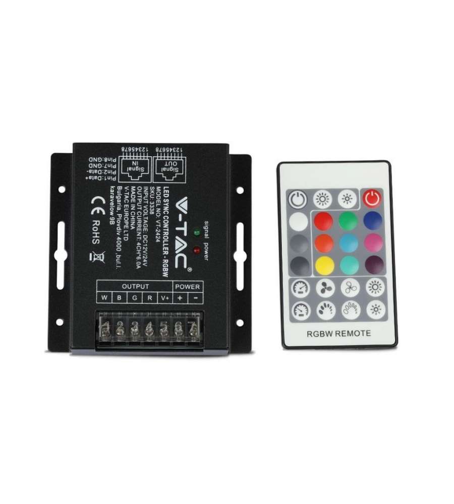 Controller per Strip LED RGB+W Dimmerabile Porta RJ45 con Telecomando 24 Tasti