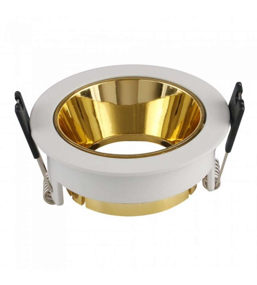 Portafaretto LED da Incasso GU10 Rotondo Colore Bianco con Supporto Orientabile Oro