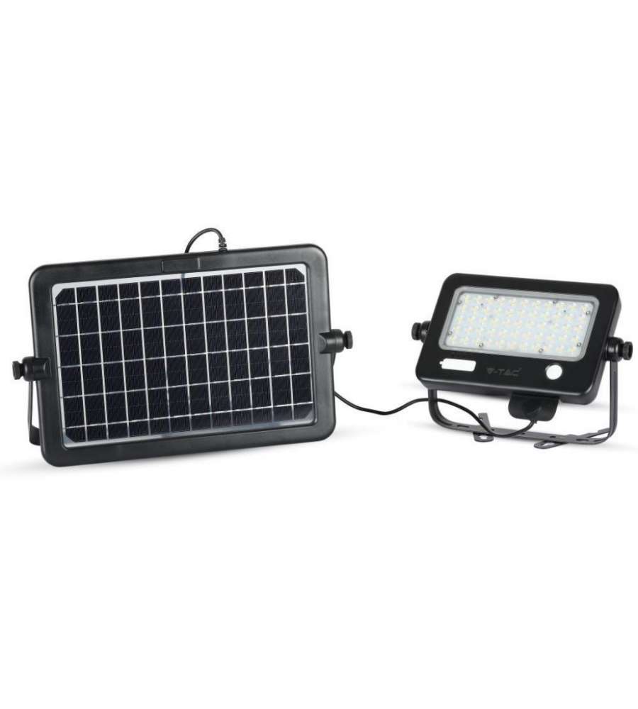 Faro LED con Pannello Solare 10W con Sensore PIR e USB Colore Nero 4000K IP65