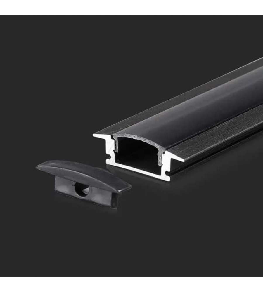 Profilo in Alluminio Colore Nero per Strip LED 2000 x 24,7 x 7mm