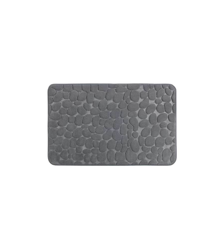 Tappetino da bagno in memory foam antiscivolo - Pebbles - Materiale poliestere - 80x50 cm - grigio