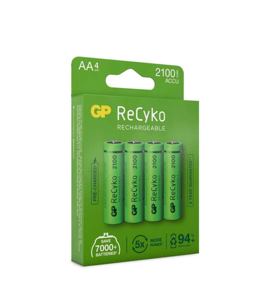 Recyko 210AAHCE-2WB4 / AA - Batteria Super Ricaricabile Stilo AA 2100mAh (Blister 4 Pezzi)