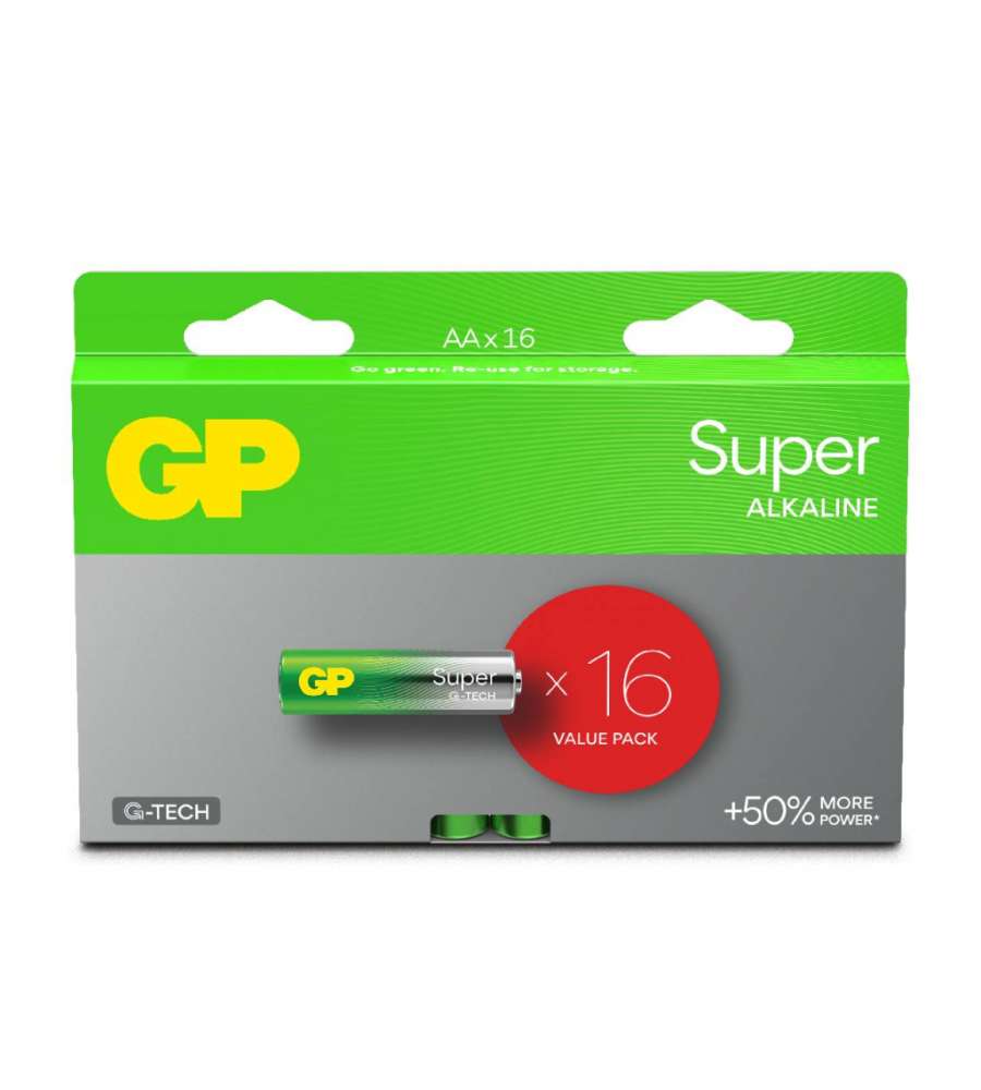 Batteria Super Alcalina 1,5V Stilo AA / 15A / LR6 (Confezione 16 Pezzi)