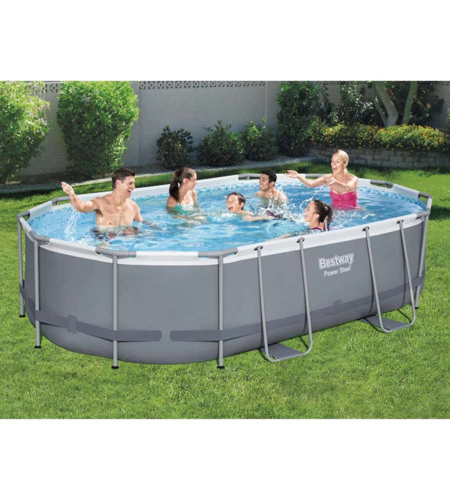 Bestway Set Piscina Ovale Power Steel 488x305x107 cm