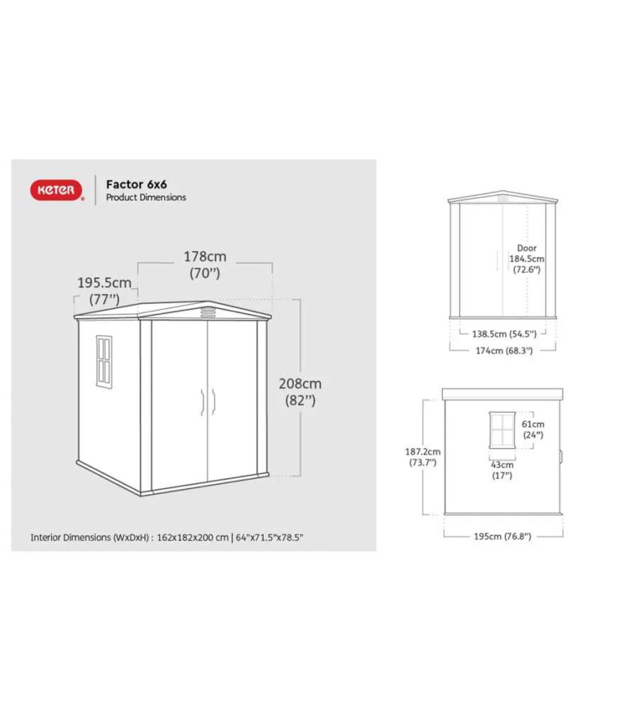 Casetta in resina da giardino Factor 6x6 Keter