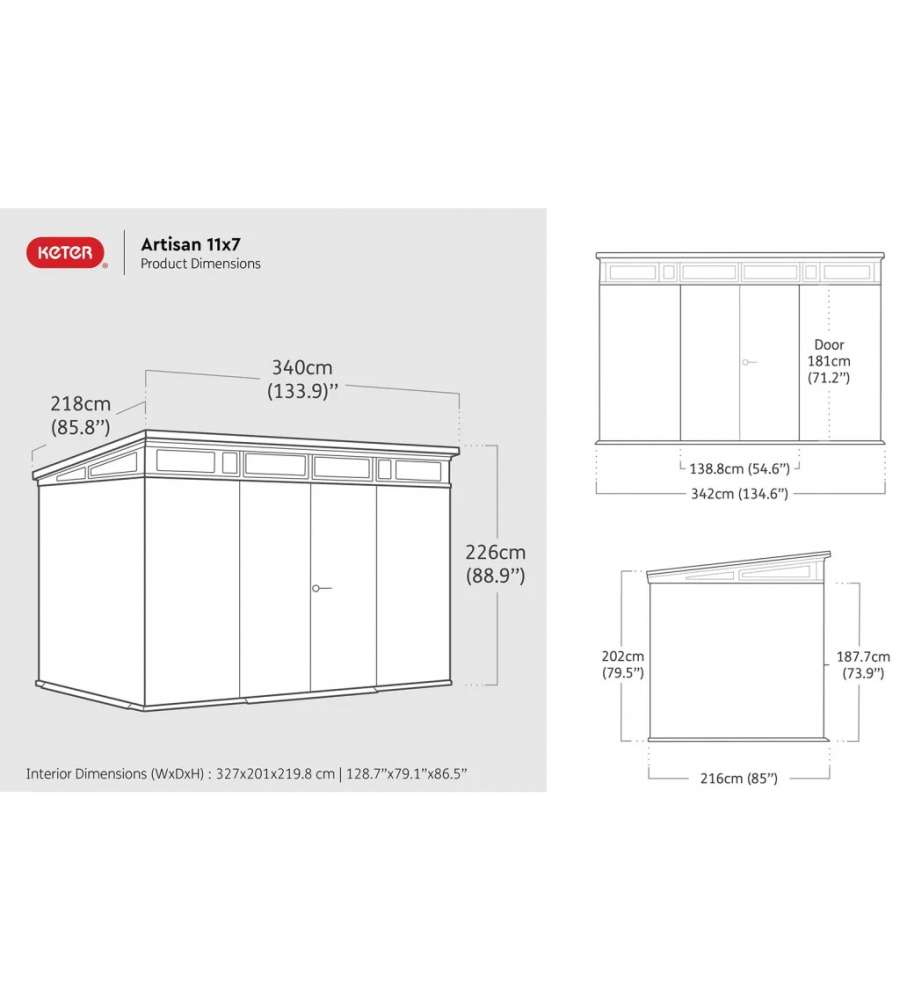 Casetta Artisan grigia 342x218x226H cm Keter