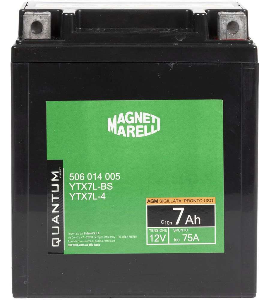 Magneti Marelli batteria moto scooter 7AH 12V 75A AGM sigillata polo positivo DX