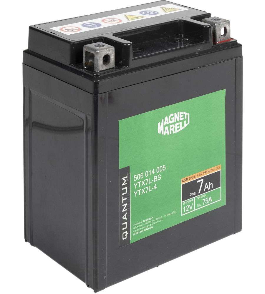 Magneti Marelli batteria moto scooter 7AH 12V 75A AGM sigillata polo positivo DX