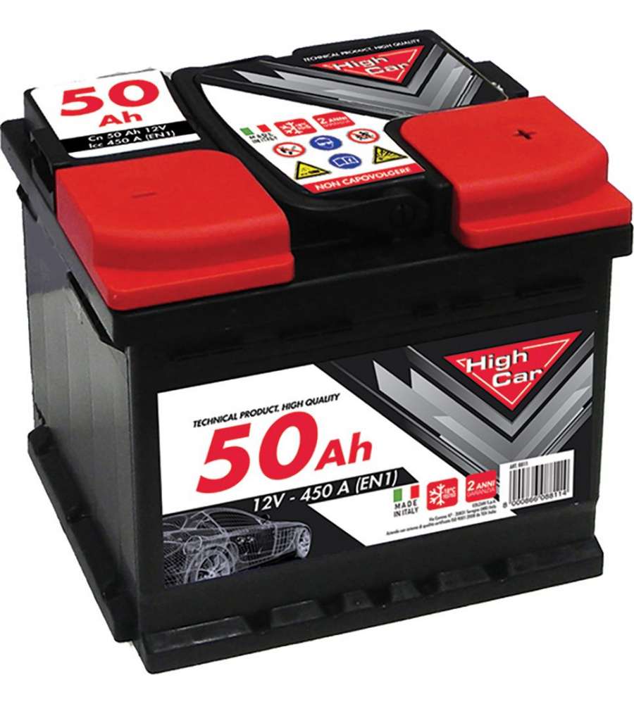 Batteria Auto da 50AH 450A 12V polo positivo destro cassetta L1