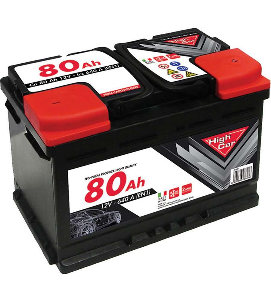 Batteria Auto da 80AH 640A 12V polo positivo destro cassetta L3