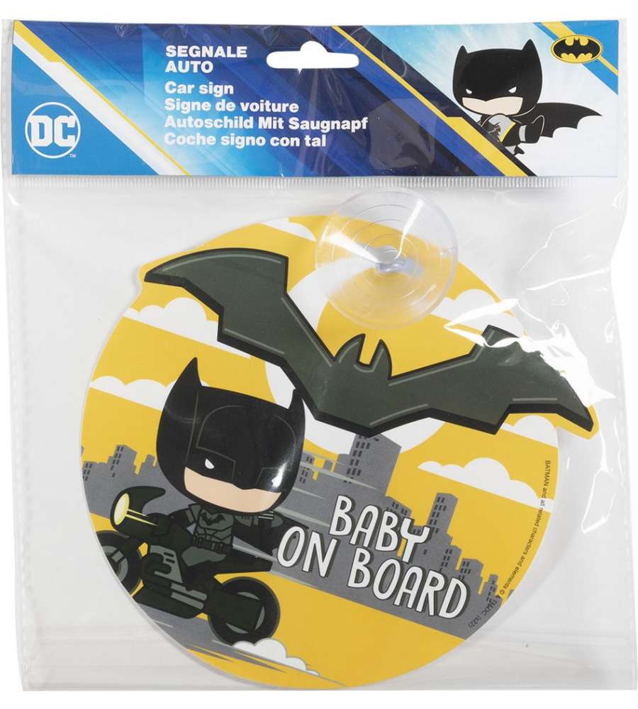 Cartello bimbo a bordo a ventosa con grafiche DC Batman