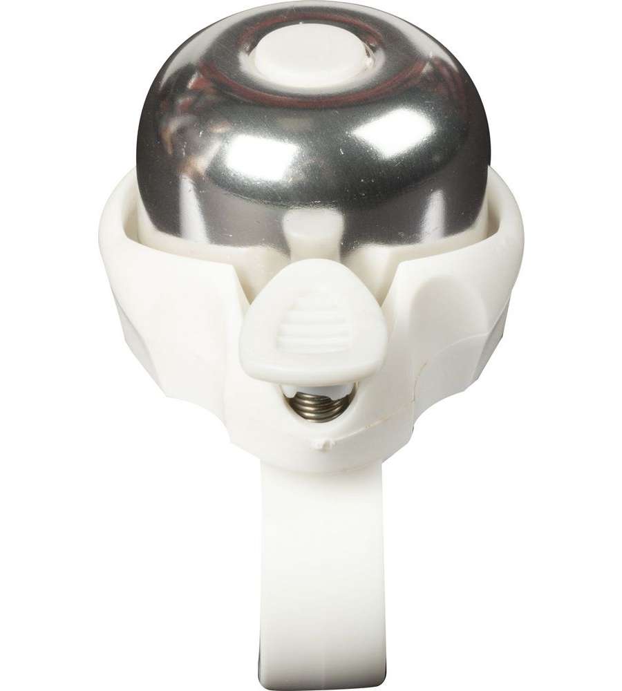 MIni campanello universale per bicicletta in acciaio di colore bianco/silver