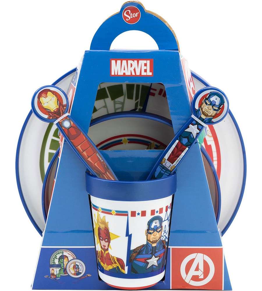 Set Pappa per bambini antiscivolo in plastica 5 pezzi Avengers