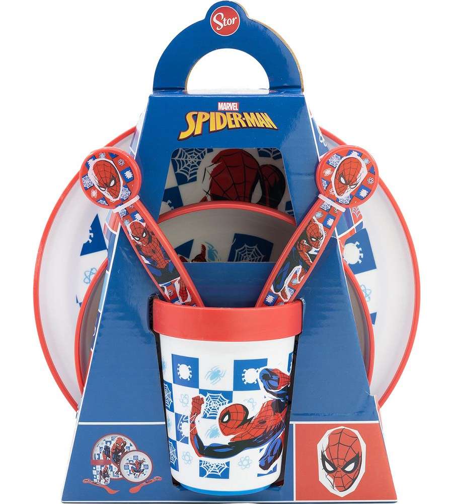 Set Pappa per bambini antiscivolo in plastica 5 pezzi Spiderman