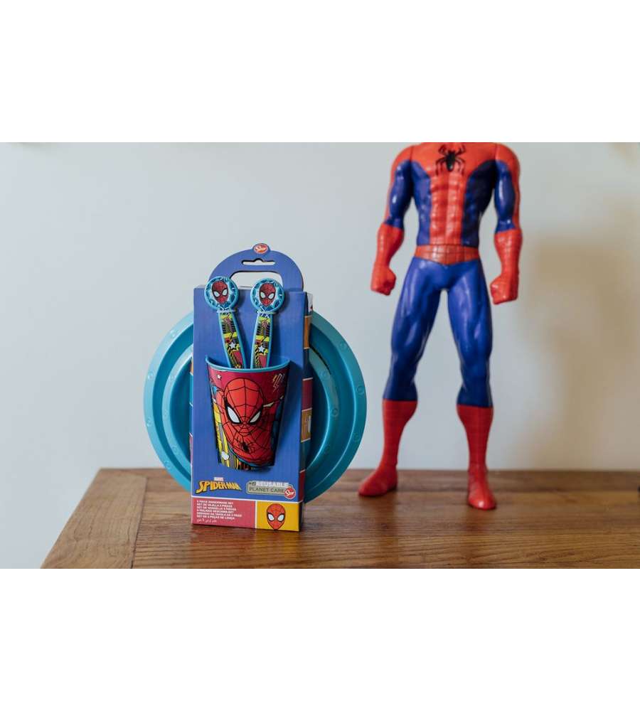 Set Pappa per bambini in plastica 5 pezzi Spiderman Uomo Ragno