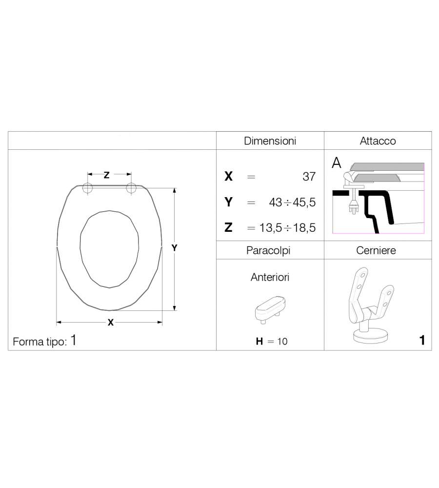 Sedile WC Bianco forma universale