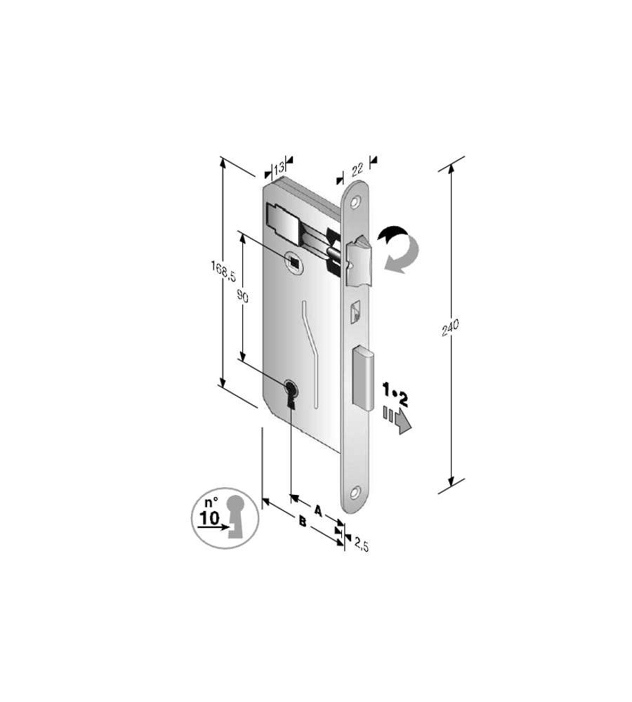 Serratura Patent Mm 8X90 E25 Bt Bronzata        Gb