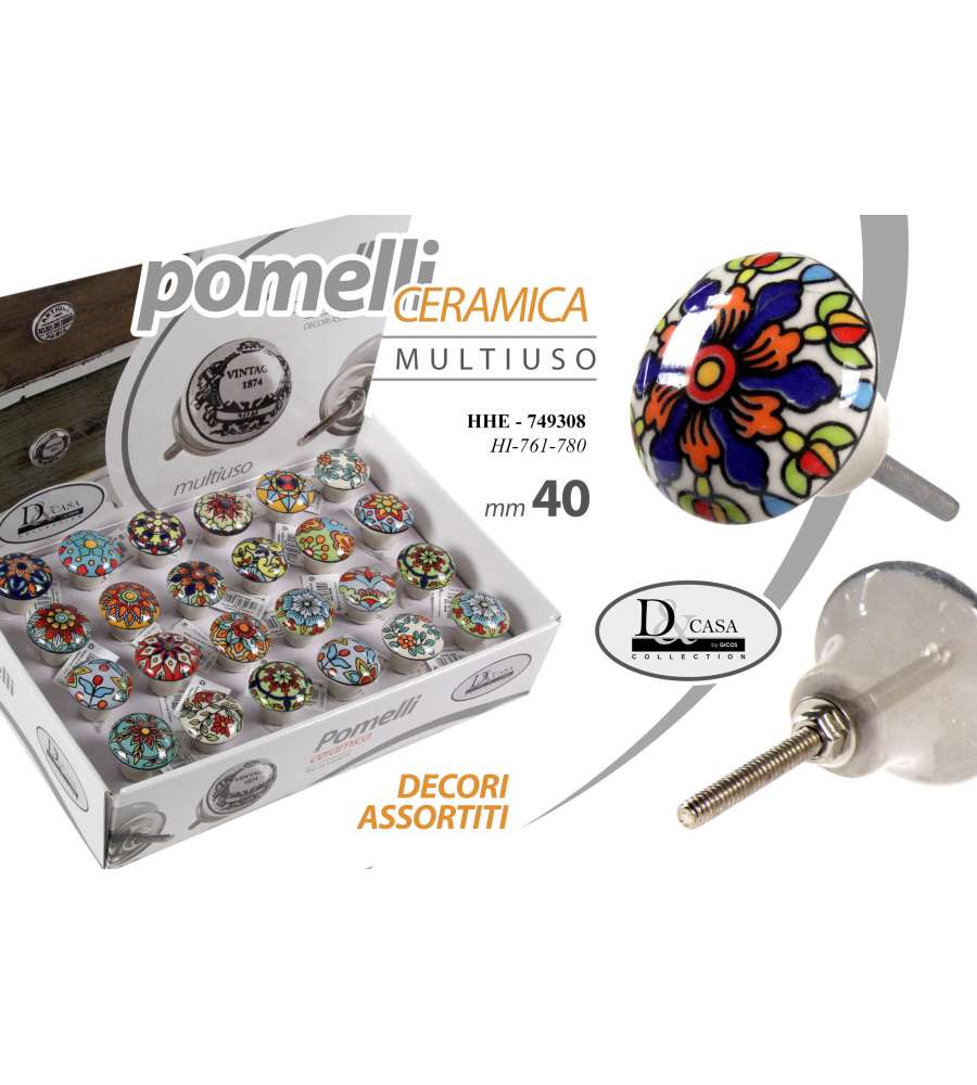 Pomello in ceramica decori color