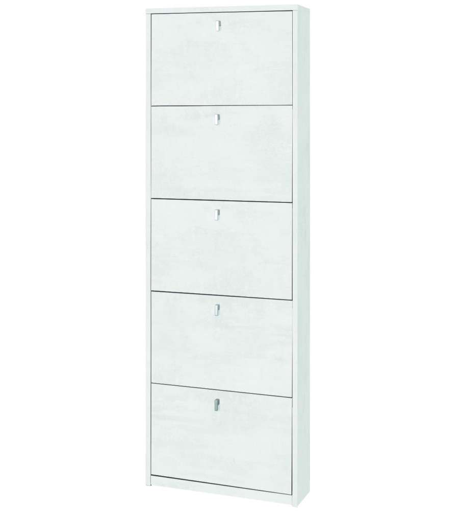 Scarpiera 5 Ante 190 x 63 x 18 cm Ossido Bianco