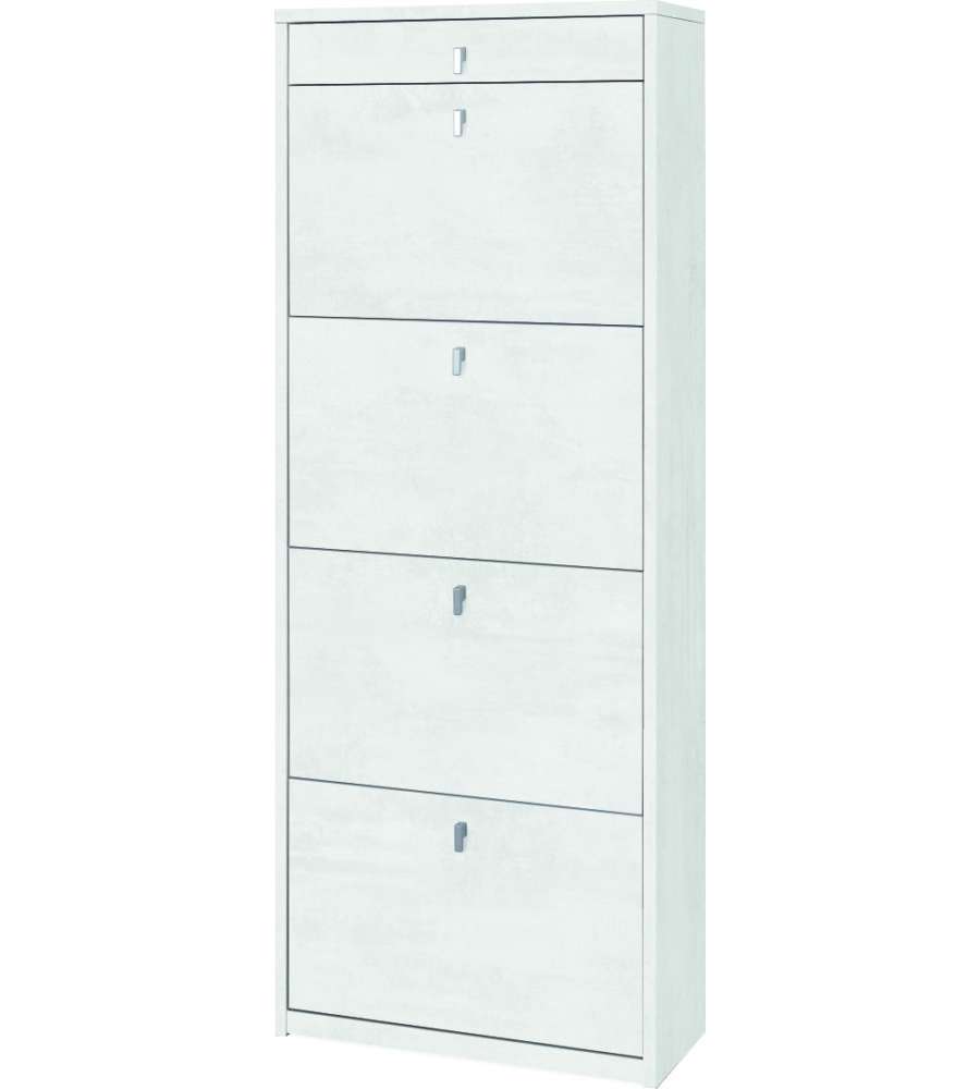 Scarpiera 4 ante 1 cassetto top 164 x 63 x 29 cm Ossido Bianco