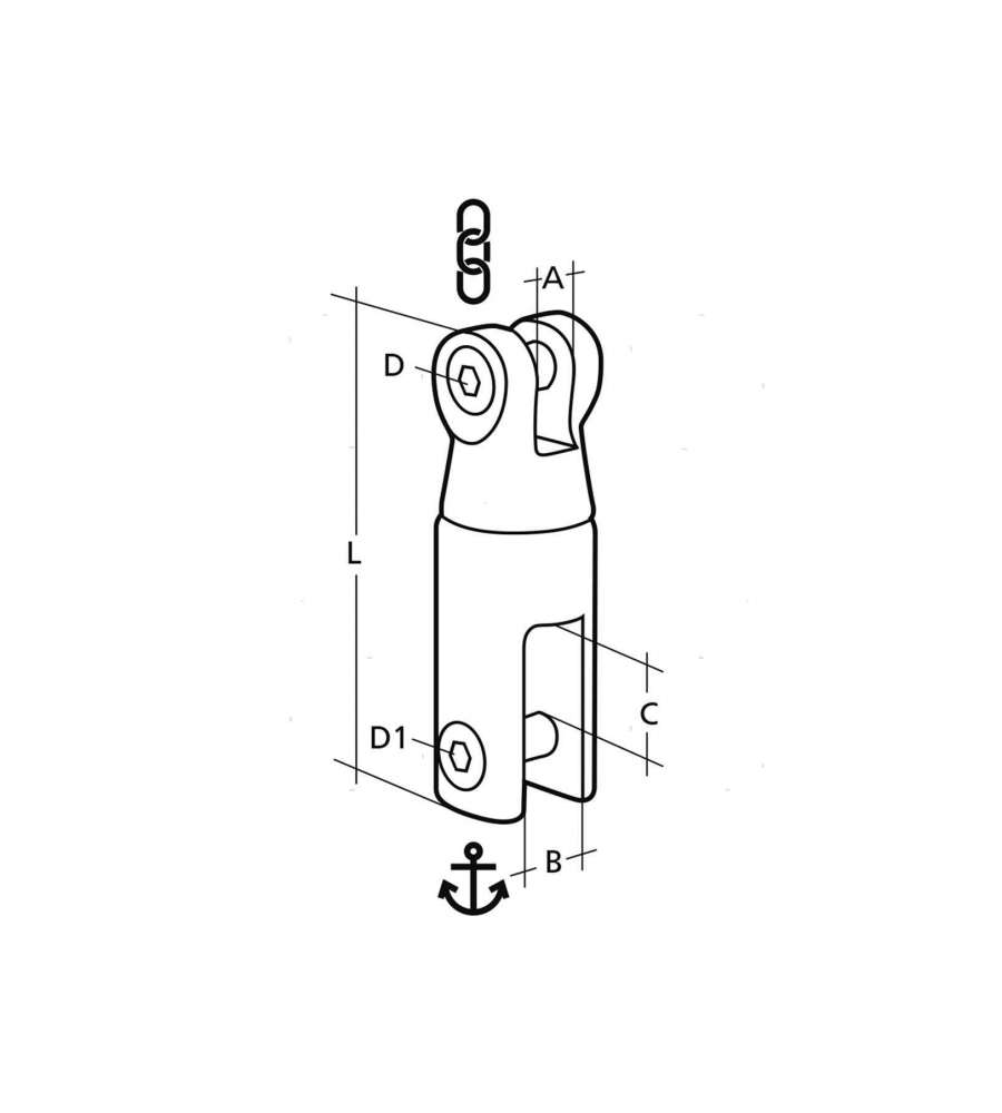 Giunto Ancora Girevole 12/14Mm Inox<