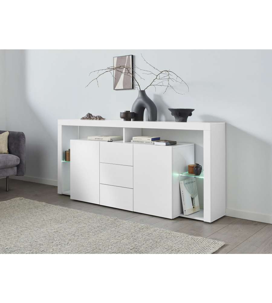 Credenza Essential Sideboard 2 Ante e 3 Cassetti 180 Bianco Laccato