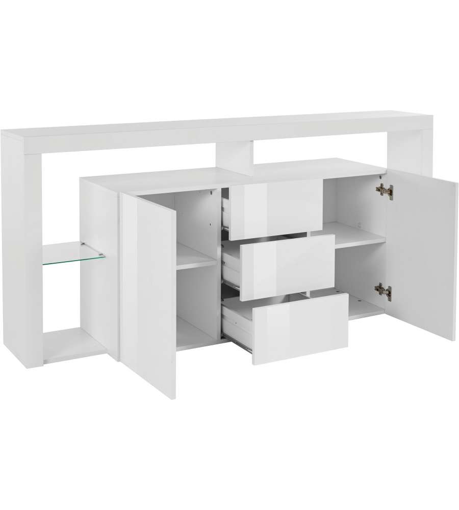 Credenza Essential Sideboard 2 Ante e 3 Cassetti 180 Bianco Laccato